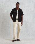 wax london men's Didcot - Black And Multicolour Appliqué Short-Sleeve Shirt