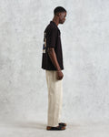 wax london men's Didcot - Black And Multicolour Appliqué Short-Sleeve Shirt