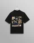 wax london men's Didcot - Black And Multicolour Appliqué Short-Sleeve Shirt