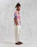 wax london men's Didcot - Blue And Pink Abstract Short-Sleeve Shirt