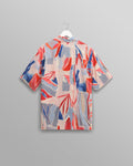 wax london men's Didcot - Blue And Pink Abstract Short-Sleeve Shirt