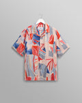 wax london men's Didcot - Blue And Pink Abstract Short-Sleeve Shirt