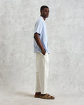 wax london men's Didcot - Blue And White Textured Stripe Short-Sleeve Shirt