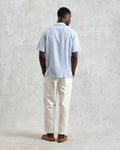 wax london men's Didcot - Blue And White Textured Stripe Short-Sleeve Shirt