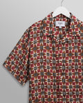wax london men's Didcot - Burgundy Painted Geometric Short-Sleeve Shirt