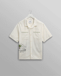 wax london men's Didcot - Ecru And Multicolour Embroidered Short-Sleeve Shirt