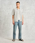 wax london men's Didcot - Ecru Fleck Stripe Short-Sleeve Shirt