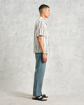 wax london men's Didcot - Ecru Fleck Stripe Short-Sleeve Shirt