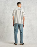 wax london men's Didcot - Ecru Fleck Stripe Short-Sleeve Shirt