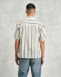wax london men's Didcot - Ecru Fleck Stripe Short-Sleeve Shirt