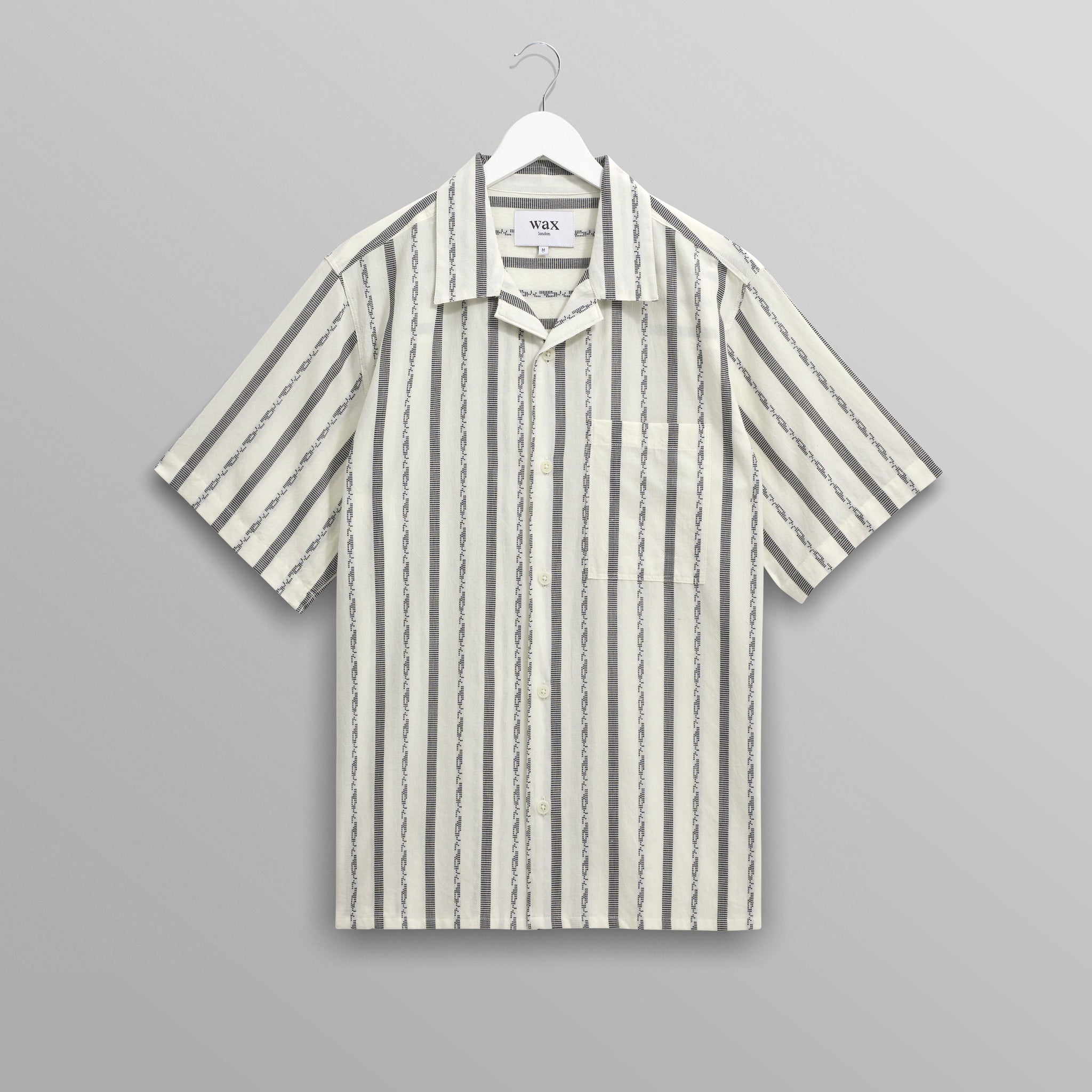 wax london men's Didcot - Ecru Fleck Stripe Short-Sleeve Shirt