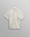 wax london men's Didcot - Ecru Floral Embroidered Short-Sleeve Shirt