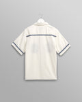 wax london men's Didcot - Ecru Motif Embroidered Short-Sleeve Shirt