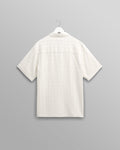 wax london men's Didcot - Ecru Open Weave Cotton Short-Sleeve Shirt