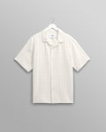 wax london men's Didcot - Ecru Open Weave Cotton Short-Sleeve Shirt