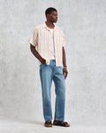wax london men's Didcot - Ecru Stripe Short-Sleeve Shirt