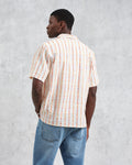 wax london men's Didcot - Ecru Stripe Short-Sleeve Shirt
