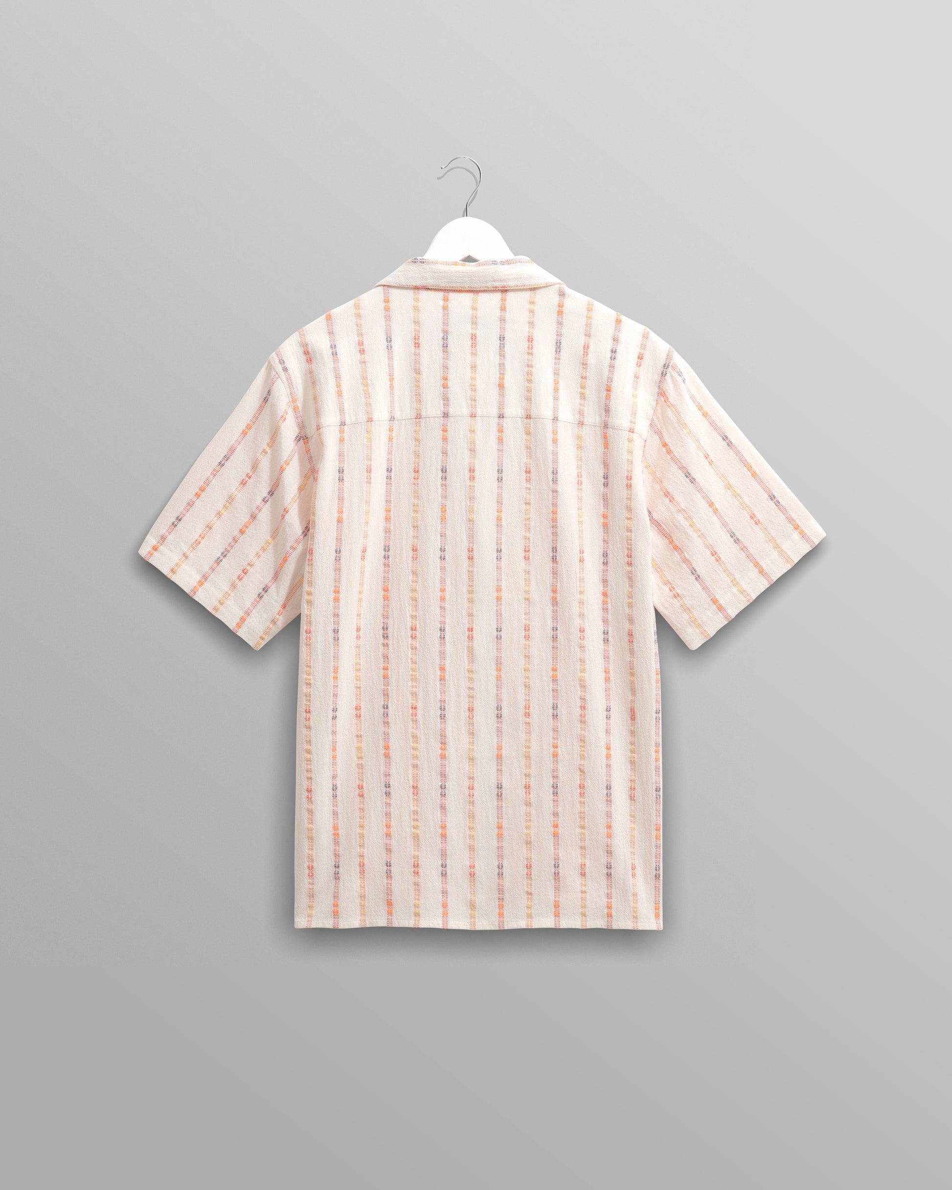 wax london men's Didcot - Ecru Stripe Short-Sleeve Shirt