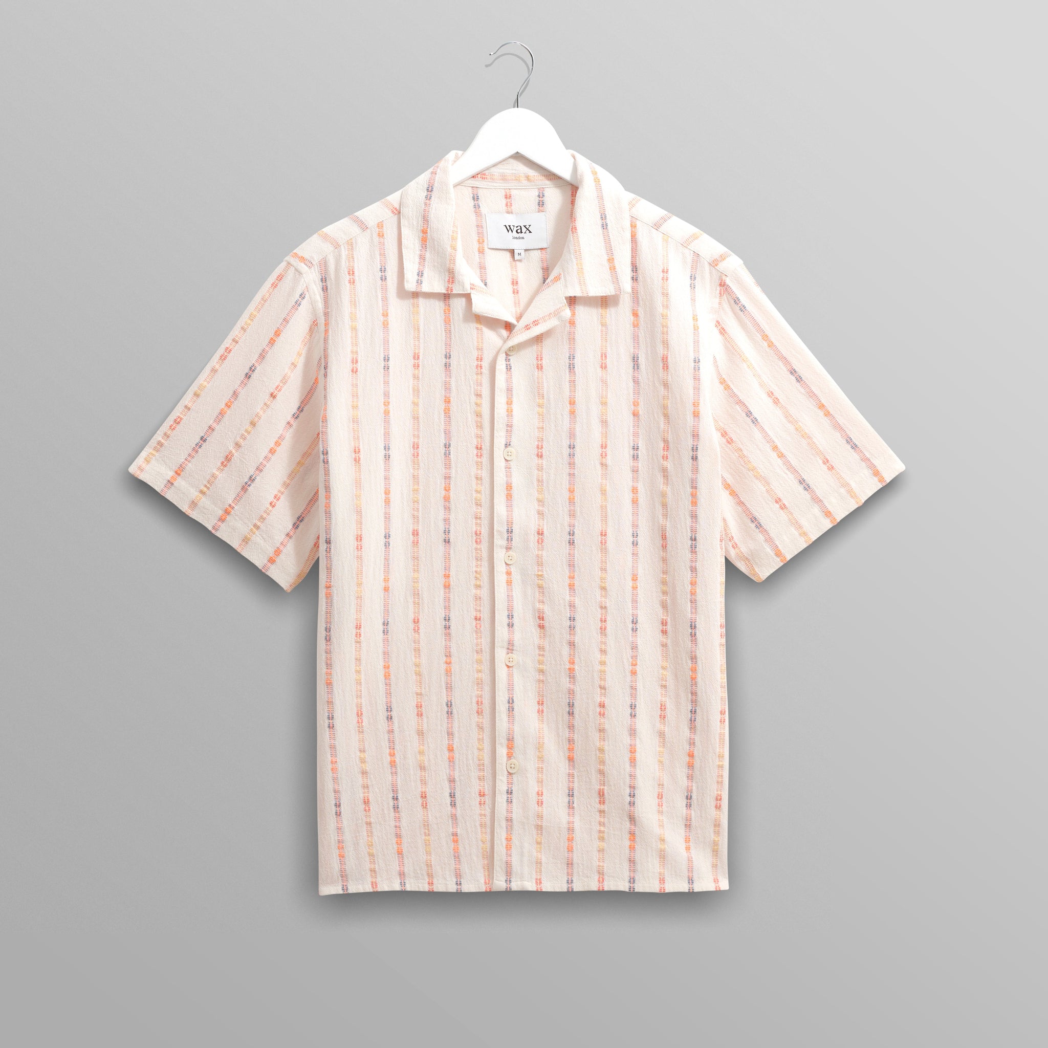 wax london men's Didcot - Ecru Stripe Short-Sleeve Shirt