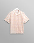 wax london men's Didcot - Ecru Stripe Short-Sleeve Shirt