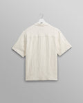 wax london men's Didcot - Ecru Waffle Seersucker Cotton Short-Sleeve Shirt