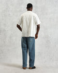 wax london men's Didcot - Ecru Waffle Seersucker Cotton Short-Sleeve Shirt