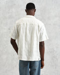 wax london men's Didcot - Ecru Waffle Seersucker Cotton Short-Sleeve Shirt