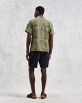 wax london men's Didcot - Khaki Hawaiian Embroidered Short-Sleeve Shirt