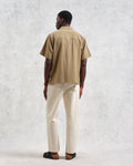 wax london men's Didcot - Khaki Slub Stripe Short-Sleeve Shirt