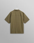 wax london men's Didcot - Khaki Slub Stripe Short-Sleeve Shirt