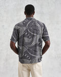 wax london men's Didcot - Navy And Ecru Abstract Print Short-Sleeve Shirt