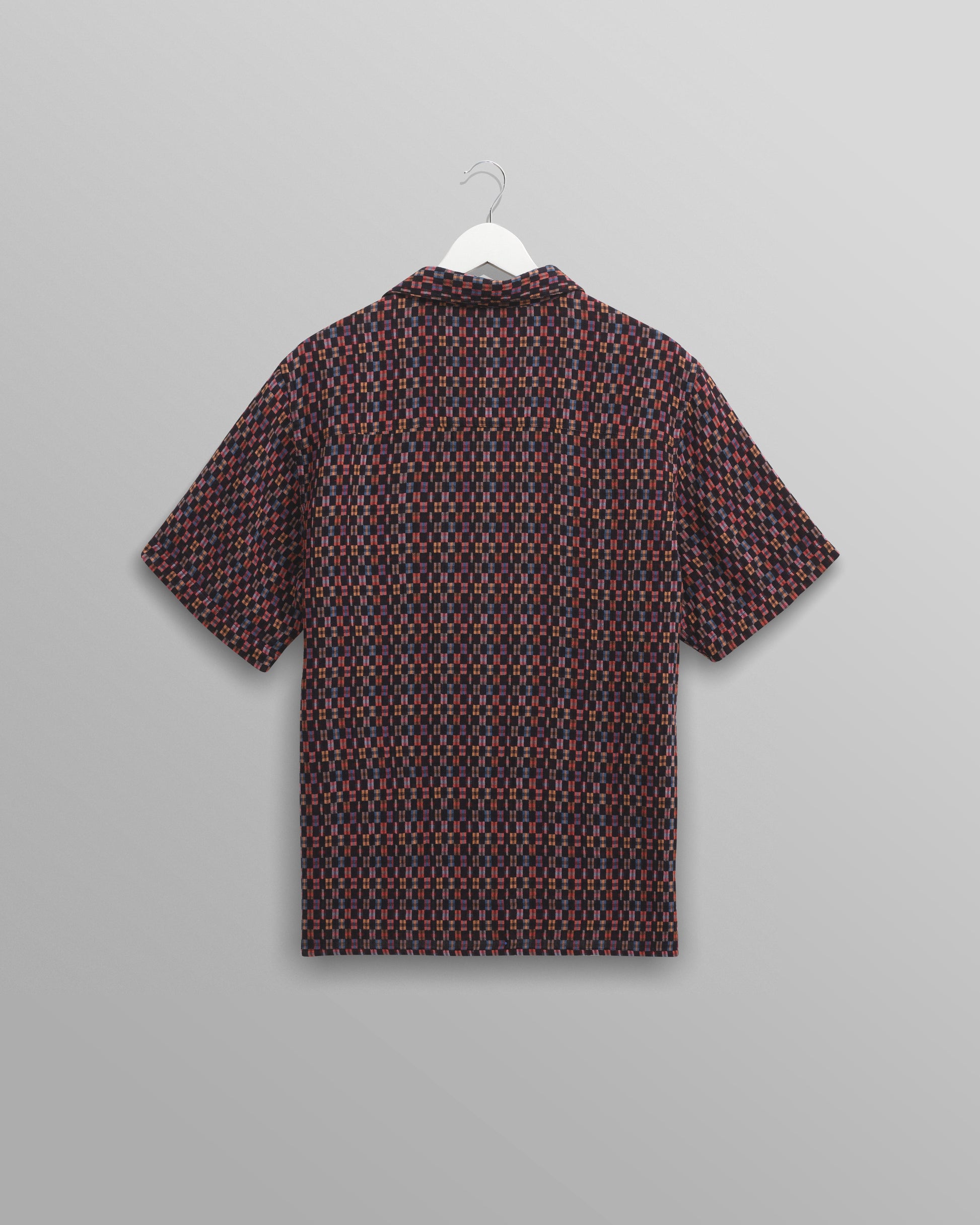 wax london men's Didcot - Navy And Multicolour Geometric Short-Sleeve Shirt
