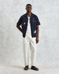 wax london men's Didcot - Navy Doodle Appliqué Short-Sleeve Shirt