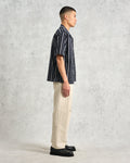 wax london men's Didcot - Navy Fleck Stripe Short-Sleeve Shirt