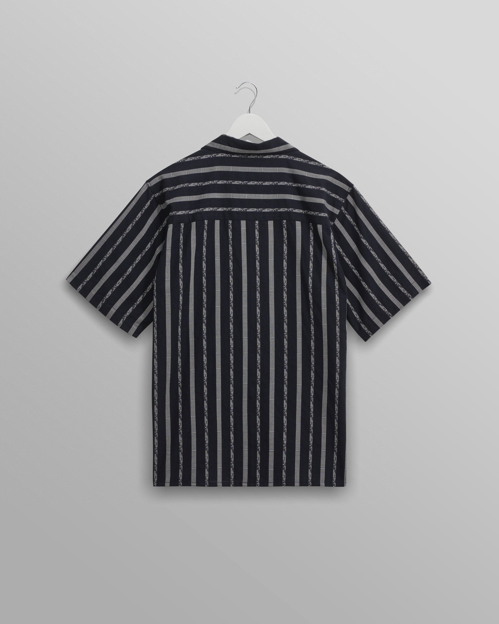 wax london men's Didcot - Navy Fleck Stripe Short-Sleeve Shirt