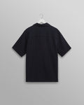 wax london men's Didcot - Navy Open Weave Cotton Short-Sleeve Shirt