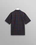 wax london men's Didcot - Navy Stripe Short-Sleeve Shirt