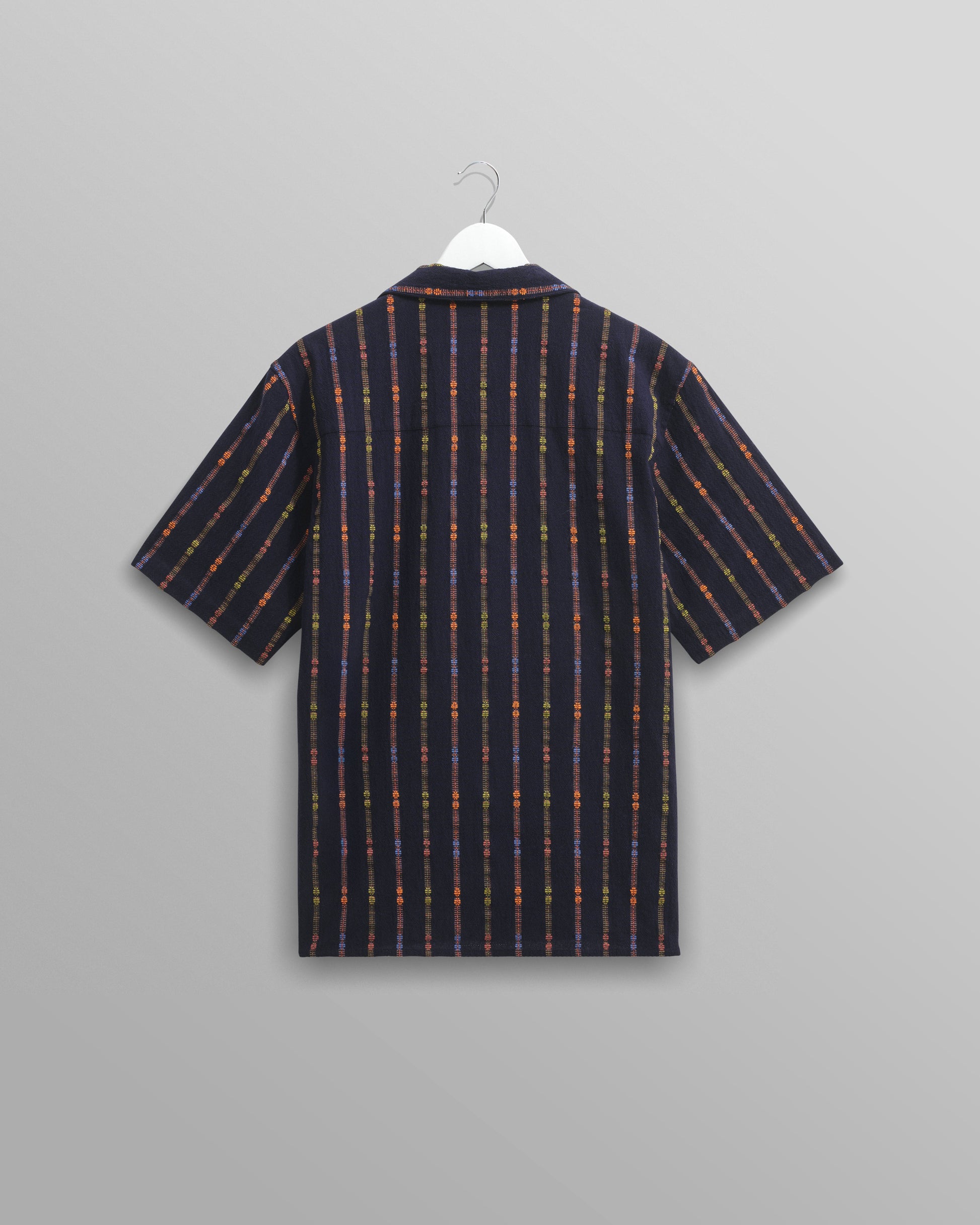 wax london men's Didcot - Navy Stripe Short-Sleeve Shirt