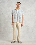wax london men's Didcot - Pale Blue Intricate Lace Short-Sleeve Shirt