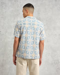 wax london men's Didcot - Pale Blue Intricate Lace Short-Sleeve Shirt