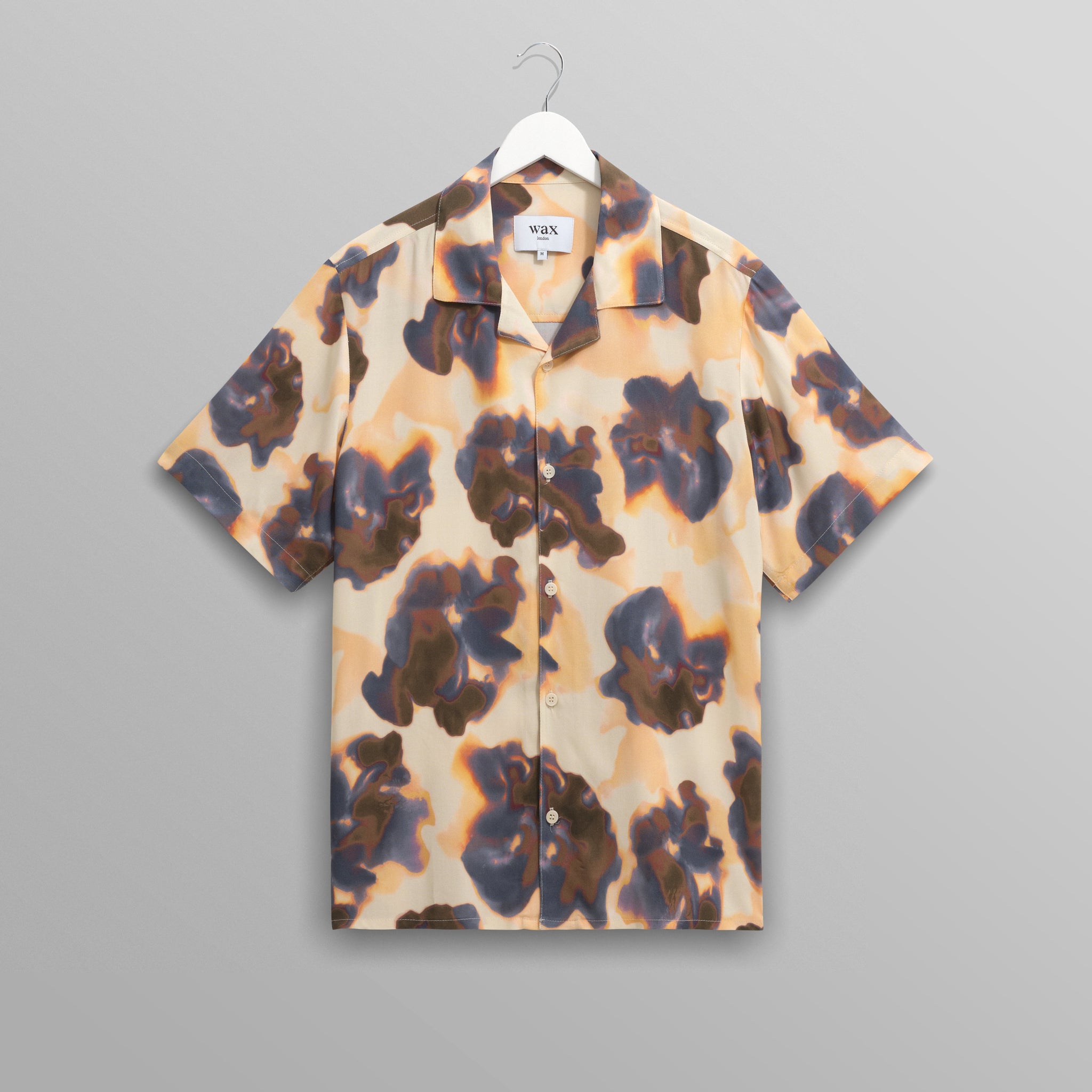 wax london men's Didcot - Peach Floral Blur Short-Sleeve Shirt