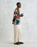 wax london men's Didcot - Black And Multicolour Pablo Short-Sleeve Shirt