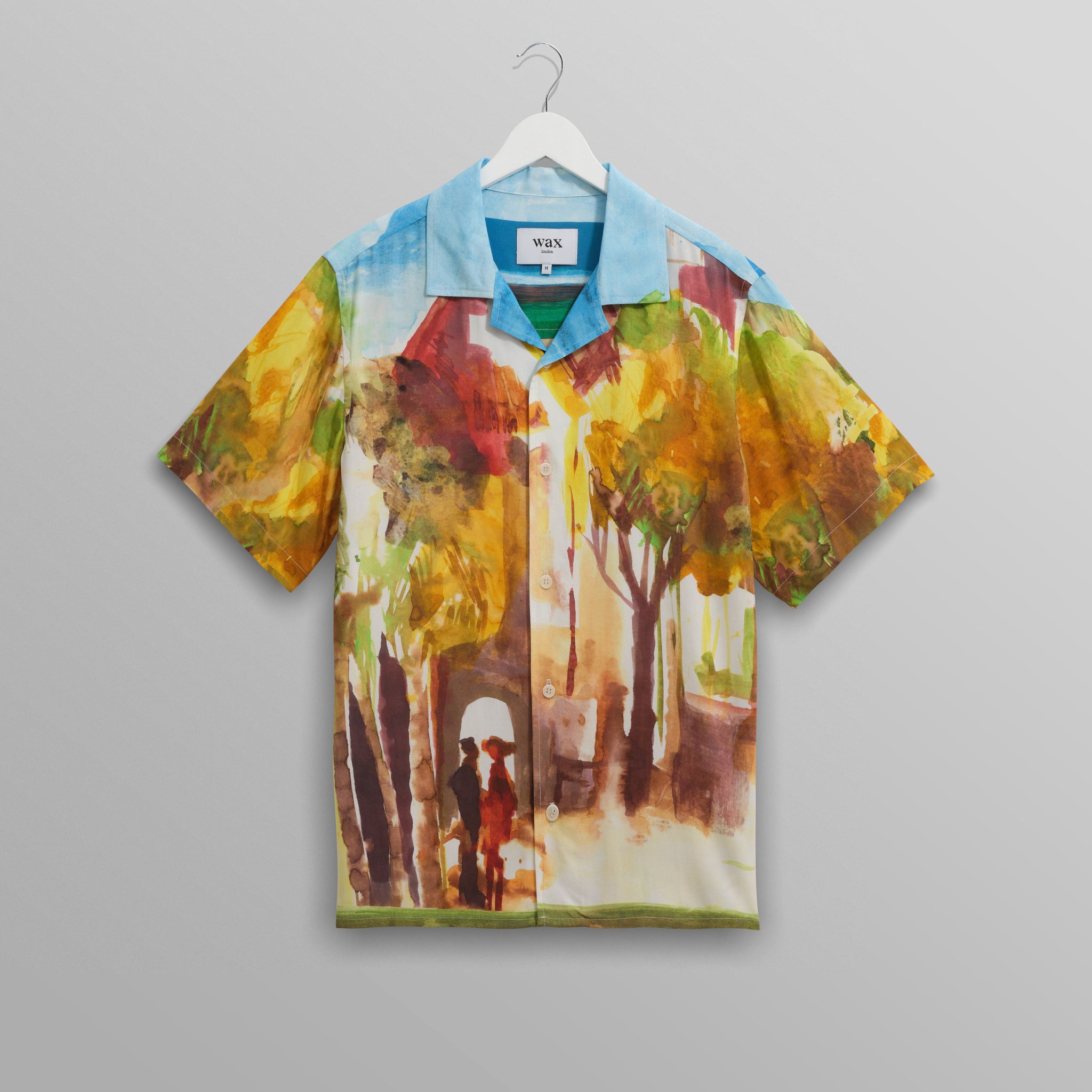 wax london men's Didcot - Watercolour Abstract Painting Short-Sleeve Shirt