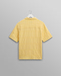 wax london men's Didcot - Yellow Waffle Seersucker Cotton Short-Sleeve Shirt