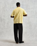 wax london men's Didcot - Yellow Waffle Seersucker Cotton Short-Sleeve Shirt