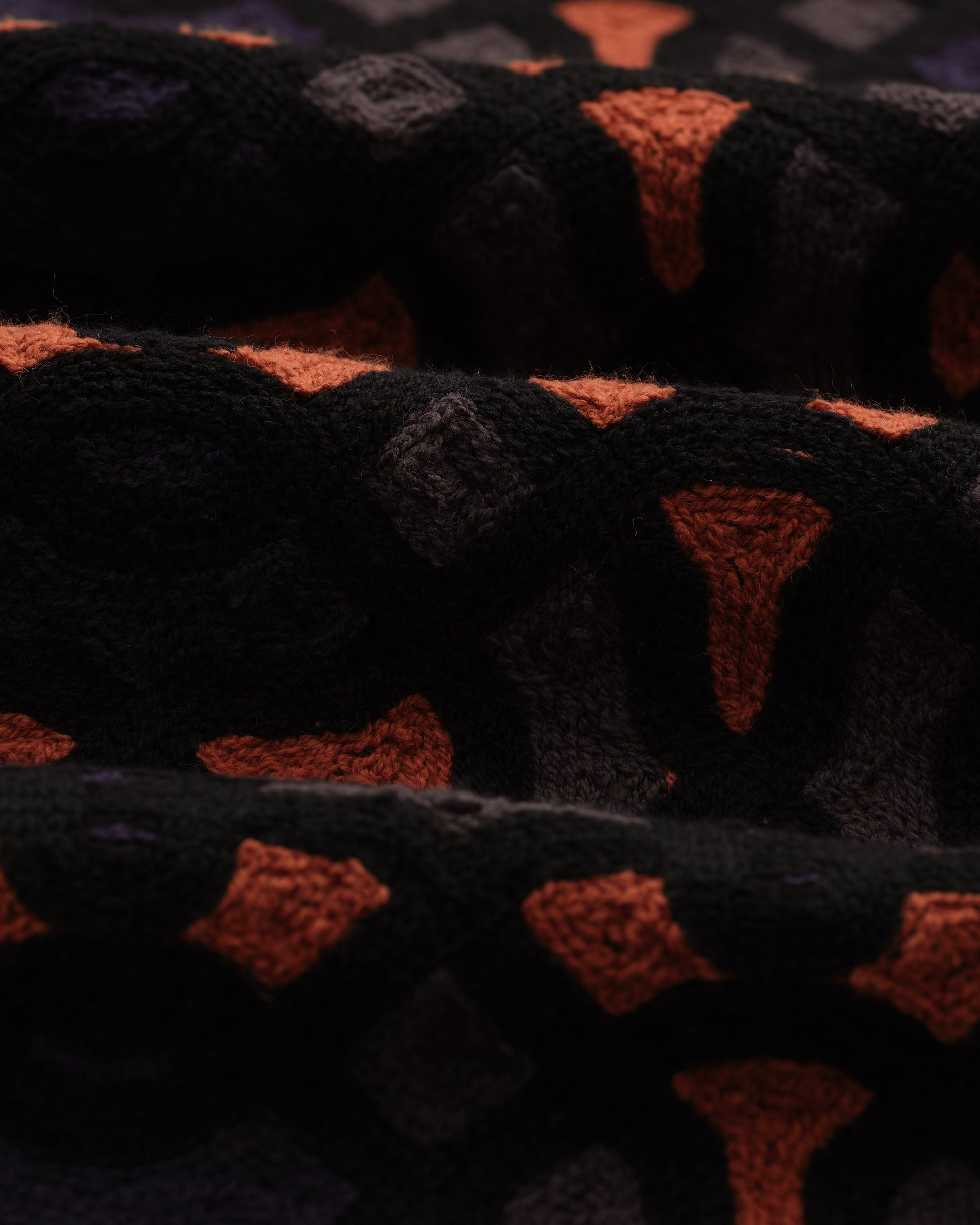 wax london men's Dorset - Black And Multicolour Crochet Knitted Polo Shirt