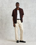 wax london men's Dorset - Black And Multicolour Crochet Knitted Polo Shirt