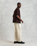 wax london men's Dorset - Black And Multicolour Crochet Knitted Polo Shirt