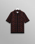 wax london men's Dorset - Black And Multicolour Crochet Knitted Polo Shirt