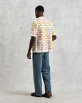 wax london men's Dorset - Ecru And Multicolour Crochet Knitted Polo Shirt